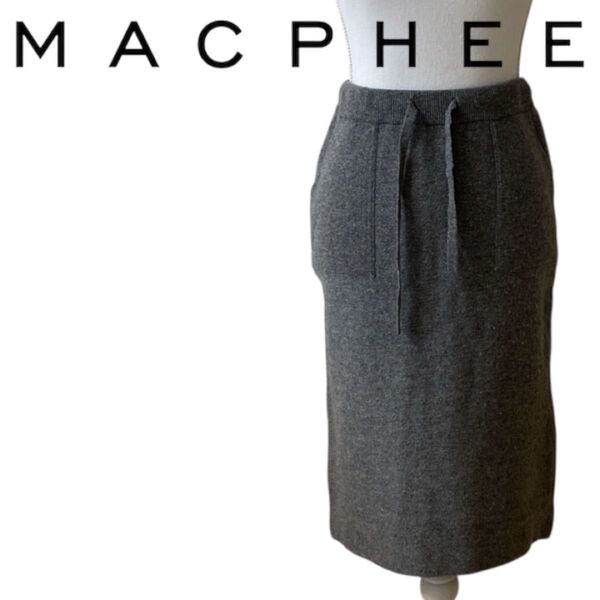 MACPHEE マカフィーニットタイトスカート グレー スカート タイト タイトスカート ウエストゴム