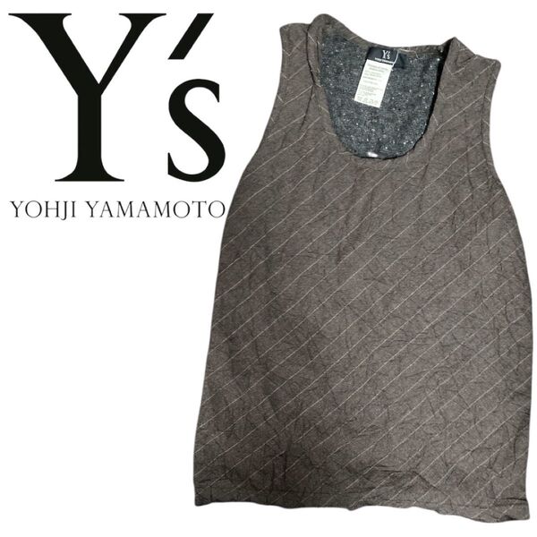 Y's ワイズ 異素材 タンクトップ ノースリーブ カットソー トップス