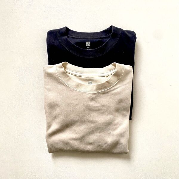 【2枚セット】UNIQLO キッズ クルーネックTシャツ 2枚セット 120 エアリズム