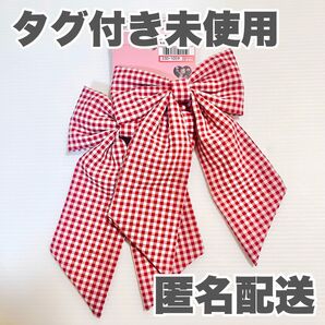 しまむら 青木美沙子 mpetit ヘアクリップ 赤 ギンガムチェック