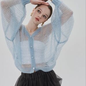 thetoe Parasol kid mohair cardigan ブルー S