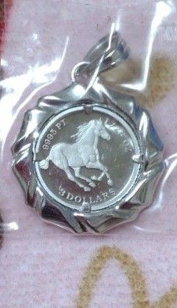 純プラチナ ホース 馬 1/25oz コイン ペンダントトップ