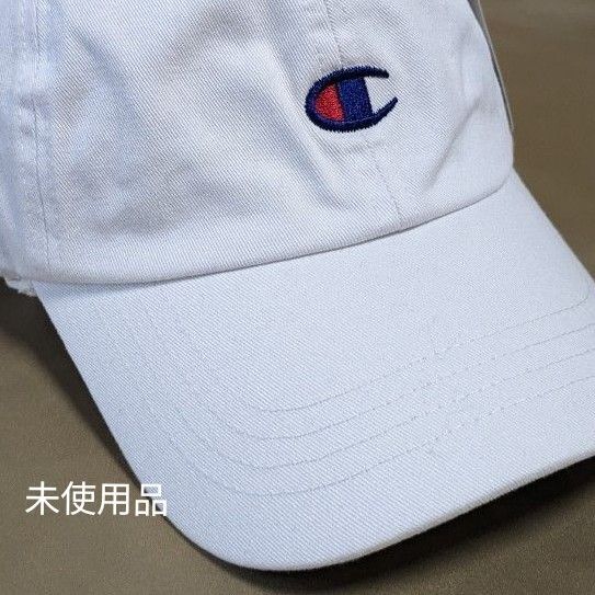 【未使用品】Champion●キャップ●ホワイト綿100%●サイズ57〜59cm◆ キャップ 帽子 ロゴ 白 ホワイト 帽子
