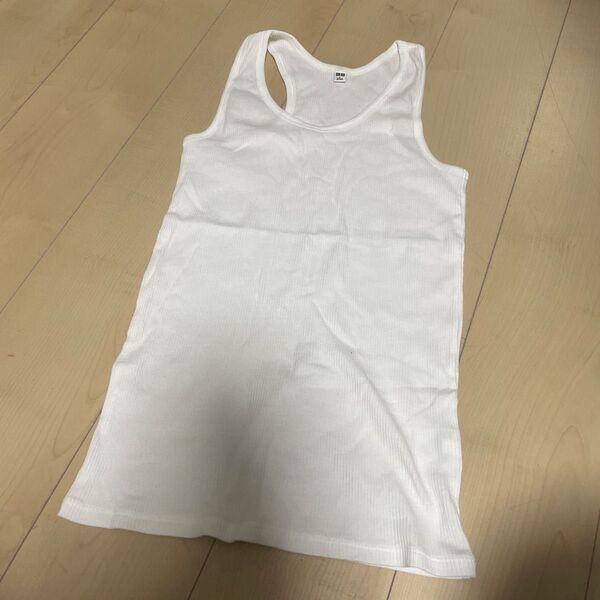 ユニクロ リブタンクトップ L 白