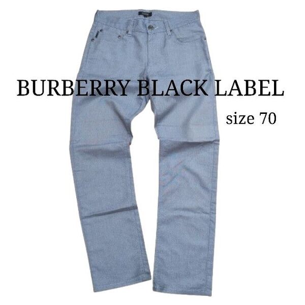 未使用 BURBERRY BLACK LABEL バーバリーブラックレーベル ロングパンツ ストレッチ 黒革パッチ