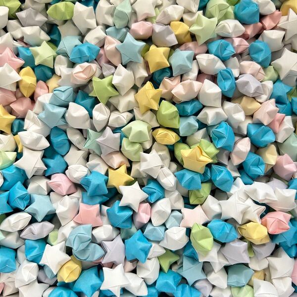 ラッキースター ホワイト 水色 パステルカラー 1700個 ハンドメイド 折り紙