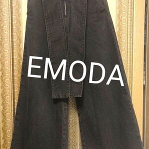 sale!EMODA デニム ★ブラック★ワイドパンツ★サイズ0 ★Sサイズ