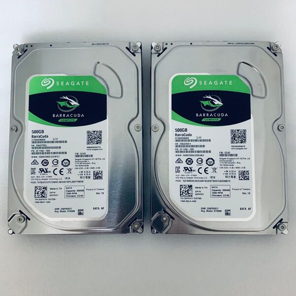 【中古品】Seagate BarraCuda HDD 3.5inch 500GB 型番: ST500DM009 2個