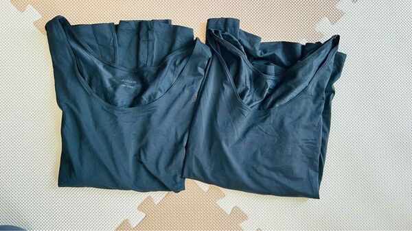 ユニクロ UVカット UネックT 八分袖 2枚セット