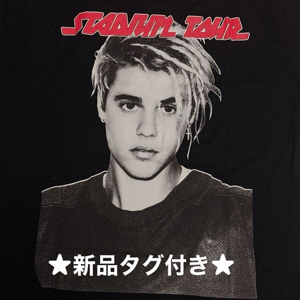 新品 ビッグプリント ジャスティンビーバー 洋楽R&Bシンガー Tシャツ 希少