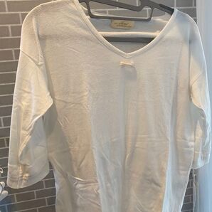 W closet 七分袖 カットソー オフホワイト リボン
