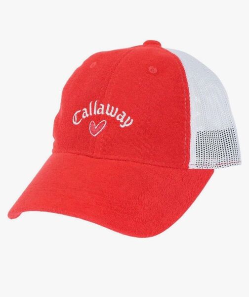 新品Callaway(キャロウェイ) レディース メッシュキャップ (ポニーテール仕様・サイズ調整可能) / 帽子ゴルフ赤レッド