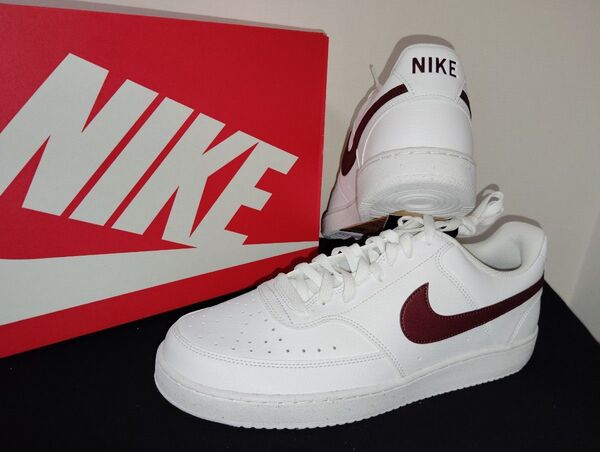 新品30cmナイキコートビジョンホワイトバーガンディCOURTVISIONエアフォース1AF1好きにNIKEメンズスニーカー