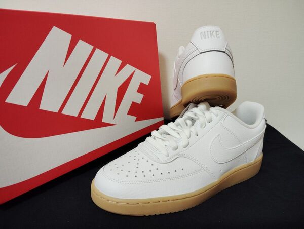 新品26.5cmNIKEナイキコートビジョンメンズホワイトキャメル白AF1エアフォース1 好きに