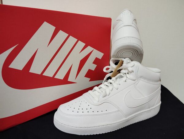 新品28cmナイキNIKEメンズスニーカーコートビジョンミッドホワイト白エアフォース1AF1ハイカット好きに