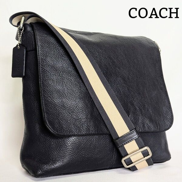 良品◎COACH サリバン スモールメッセンジャー ショルダーバッグ F72108 サコッシュ レザー 通勤 チャーム ネイビー
