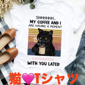 【人気】 猫 プリント Tシャツ カットソー イラスト XL ホワイト