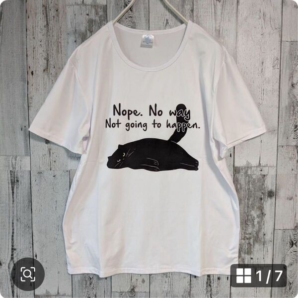 猫 プリント Tシャツ カットソー イラスト 2XL ホワイト ①