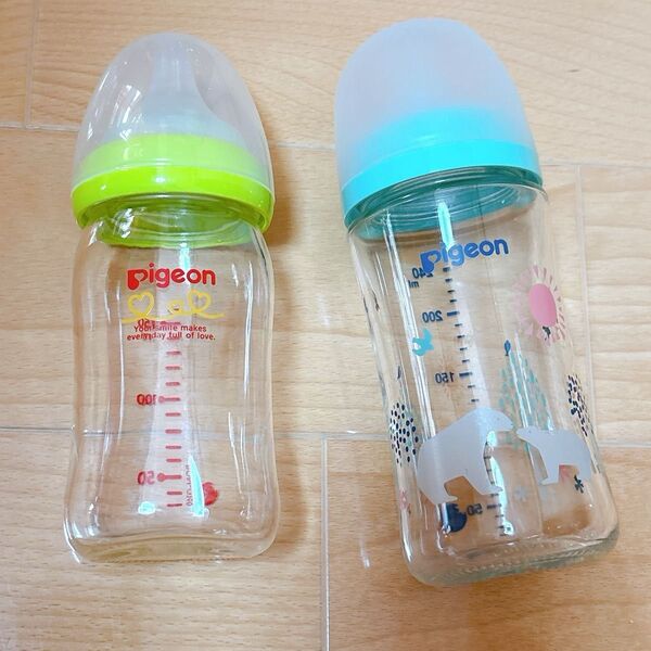 ピジョン 母乳実感 哺乳瓶 2本セット M SSサイズ ガラス 消毒液おまけ付き