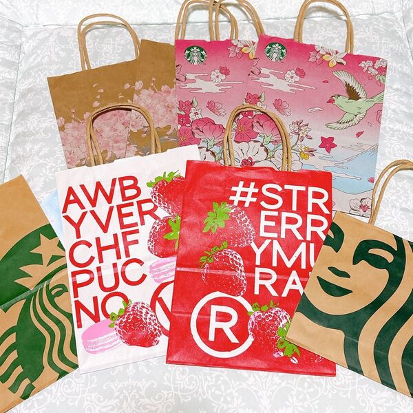 スターバックス 紙袋 ショッパー ショップ袋 スタバ 8枚セット まとめ売り さくら ストロベリー