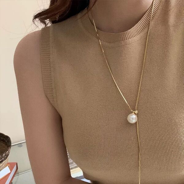 パール ネックレス ラリエット ロング ゴールド Y字 アクセ 上品