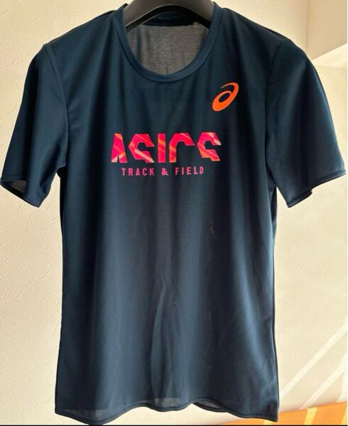asics アシックス 陸上競技用 Tシャツ ネイビー
