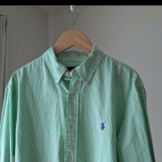 RALPH LAUREN ラルフローレン シャツ M ストライプ グリーン 緑 シャツ