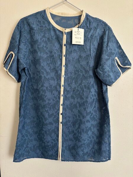 チャイナ風 半袖シャツ シースルー チュニック丈 Mサイズ