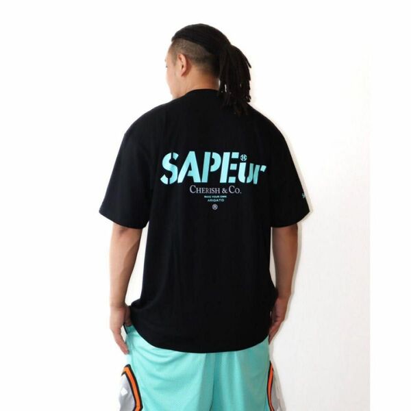 極美品 SAPEur サプール CHERISH & CO TEE ブラック XL 半袖Tシャツ