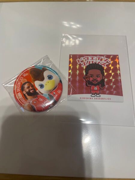 広島ドラゴンフライズ エバンス選手セット 缶バッジ ステッカー
