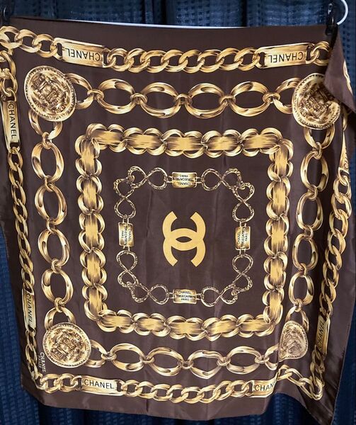 CHANEL シャネル スカーフ ③ シルク ストール ヴィンテージ ビンテージ 大判 チェーン