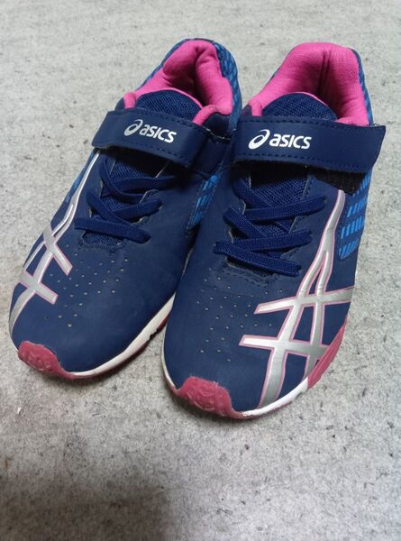 アシックス レーザービーム 20.0cm asics キッズ スニーカー マジックテープ ネイビー ピンク