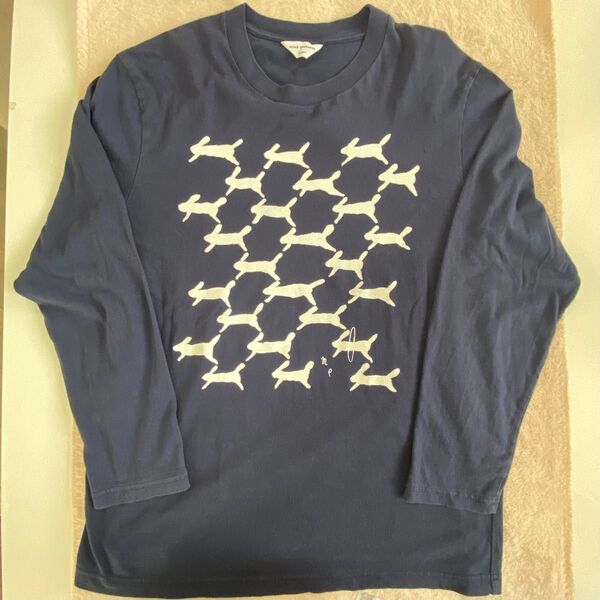 ミナペルホネン M ネイビー ロングTシャツ run run run Tシャツ 中古