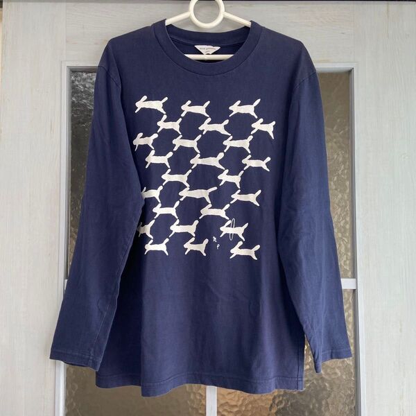 ミナペルホネン M ネイビー ロングTシャツ run run run Tシャツ 中古