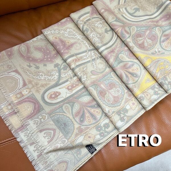 ETRO エトロ ペイズリー柄 大判 ストール ショール スカーフ シルク・ウール