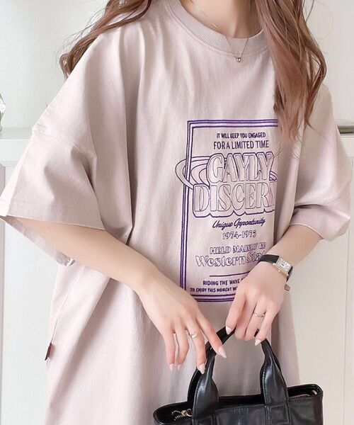 前後2wayステッチツアーロゴ刺繍 半袖Tシャツ【JaVaコラボ】※男女兼用OKピンクベージュLサイズ