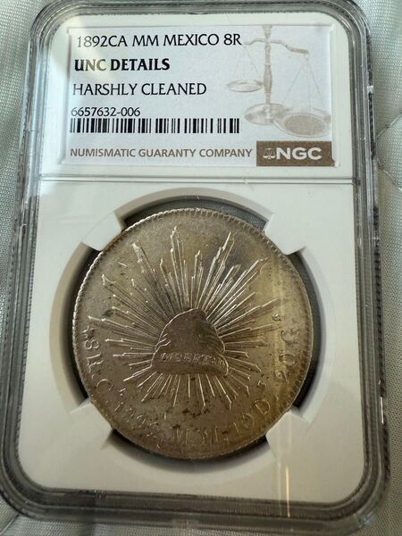 NGC UNC-D メキシコ 1892CA 8R 銀貨 未使用 NGC 鑑定済み アンティークコイン ngc シルバー