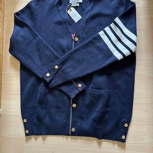 新品カーディガン ネイビー 4BAR サイズ1