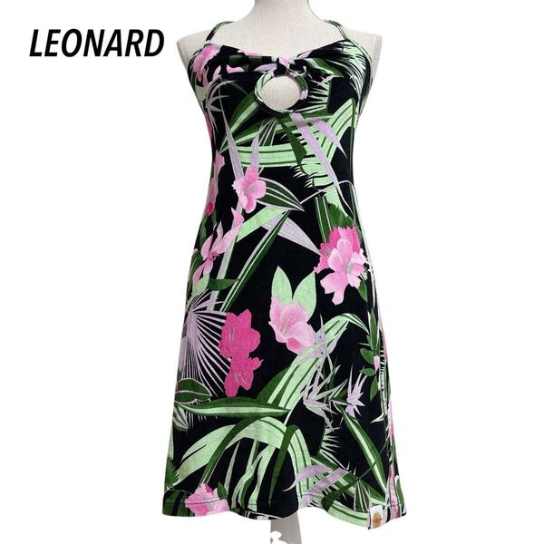 【美品】LEONARD SOLEIL ワンピース チューブトップ 花柄 パイル ビーチ プール