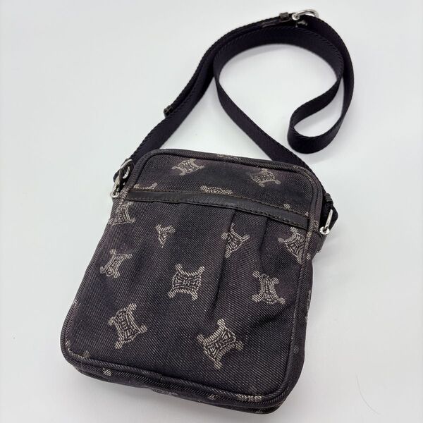 【美品】CELINE パリマカダム トリオンフ ショルダーバッグ デニム セリーヌ 斜め掛け 男女兼用 ユニセックス