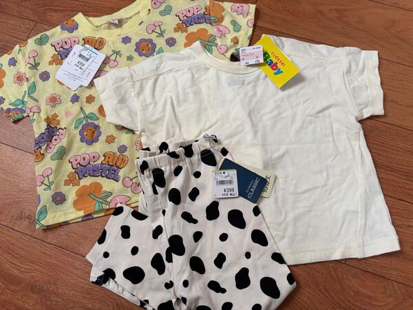 しまむら 西松屋 95 90 半袖Tシャツ ダルメシアン柄 レギンス 新品タグ付