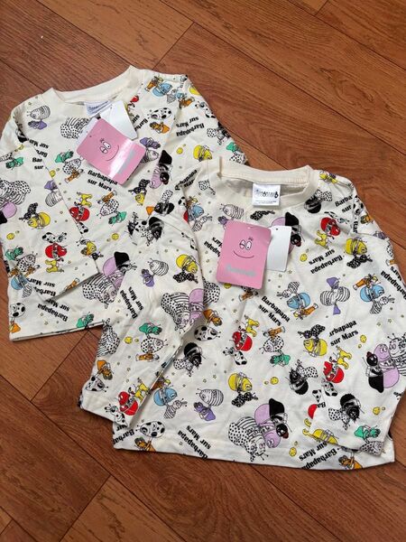 新品 バーバパパ 長袖カットソー tシャツ 90 100お揃い 姉妹 兄弟