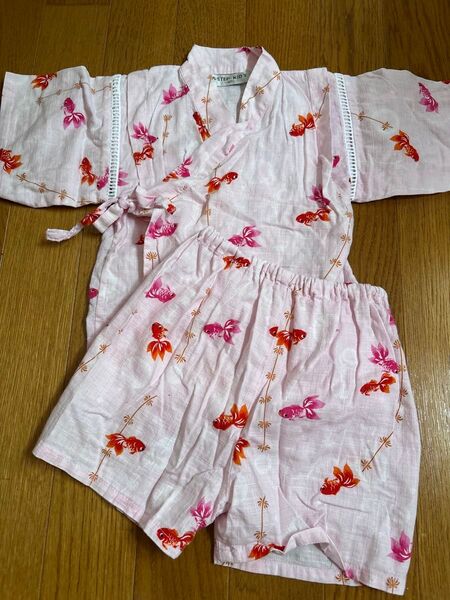 キッズ 女の子 金魚柄 ピンク甚平 90cm 5-STEP-KID'S 甚平 浴衣