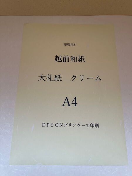 越前和紙 大礼紙 クリーム A4 100枚