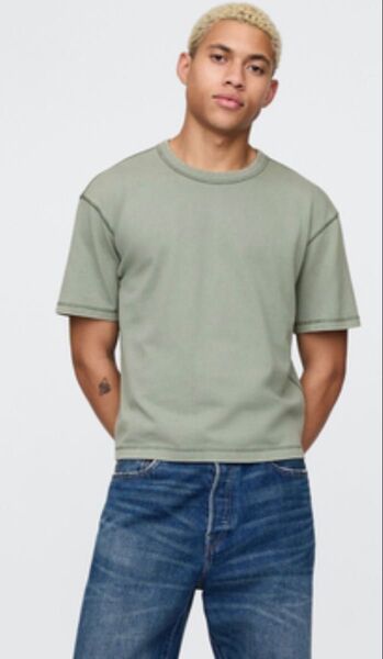 GAP tシャツ ヘビーウェイト クロップドTシャツ 半袖 (ユニセックス) グリーン 未使用 Sサイズ