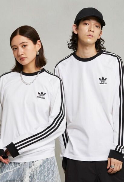 adidas アディカラー クラシックス スリーストライプス 長袖Tシャツ Lサイズ ロンT ロゴ刺繍