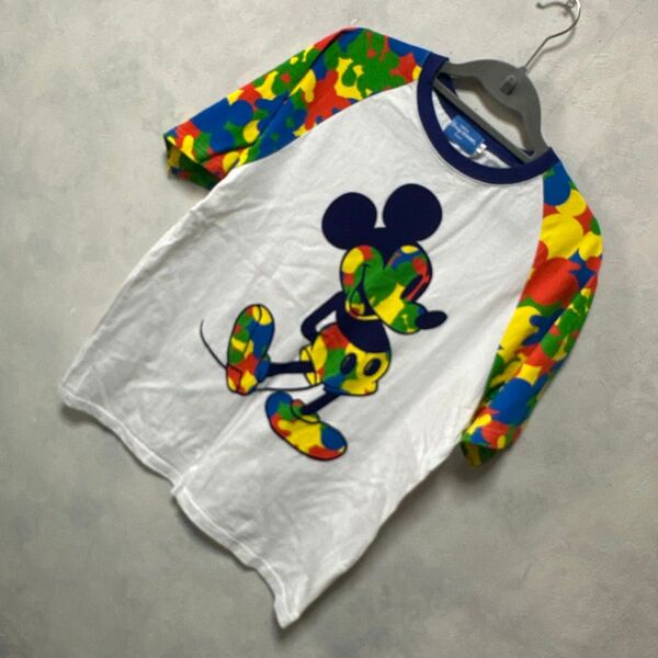 ディズニーリゾート購入☆ミッキーマウスカラフルカモフラTシャツ