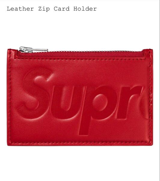Supreme Leather Zip Card Holder "Red"