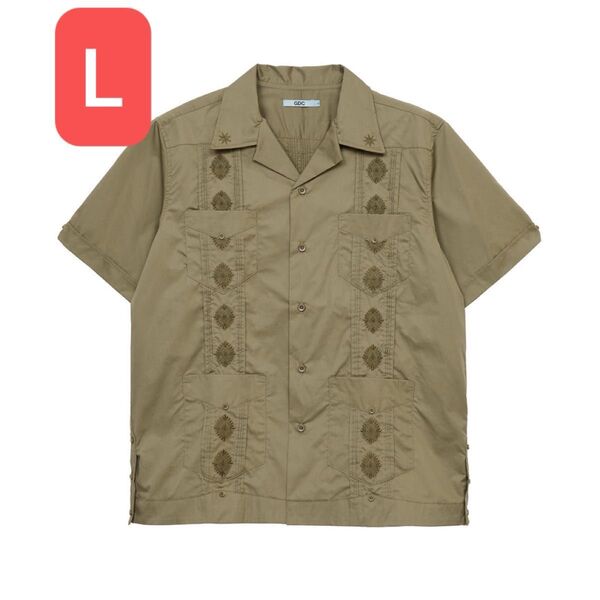 カーキ Lサイズ GDC Cuban Shirt キューバシャツ 検 亀梨和也 KJ 降谷建志 開襟シャツ