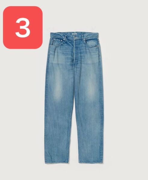 サイズ3 AURALEE オーラリー SELVEDGE FADED LIGHT DENIM WIDE PANTS デニムワイド